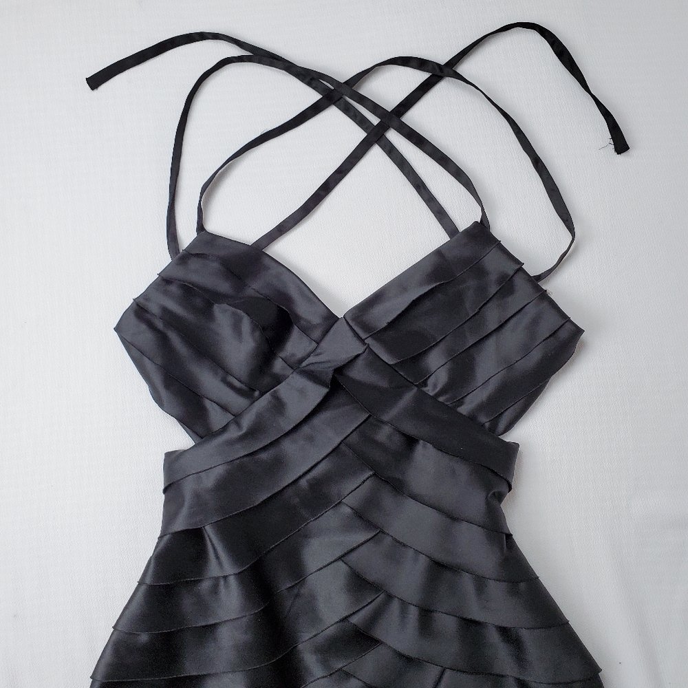 Forever21 Black Silky Halter Tie String Minidress